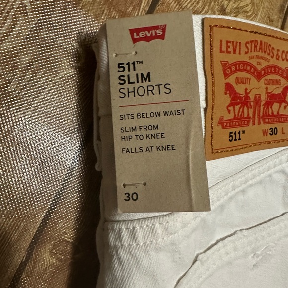 NEW LEVIS levi's 511 jean shorts size 30 SLIM white RIPPED SHREDDED - Picture 2 of 4